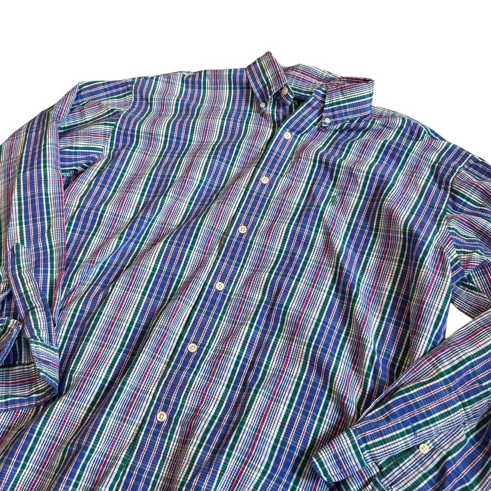 Ralph Lauren Blake Plaid Shirt 2-Ply Cotton Blue Green Pink L - Picture 15 of 15